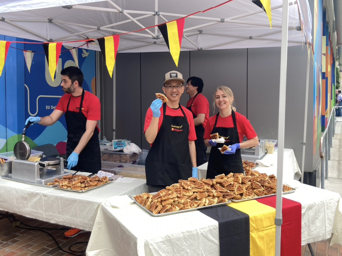 This year co-locating with the Embassy of the Netherlands, Belgium frequently has delicious waffles available during Open House. Photo by Diplomatica Global Media.