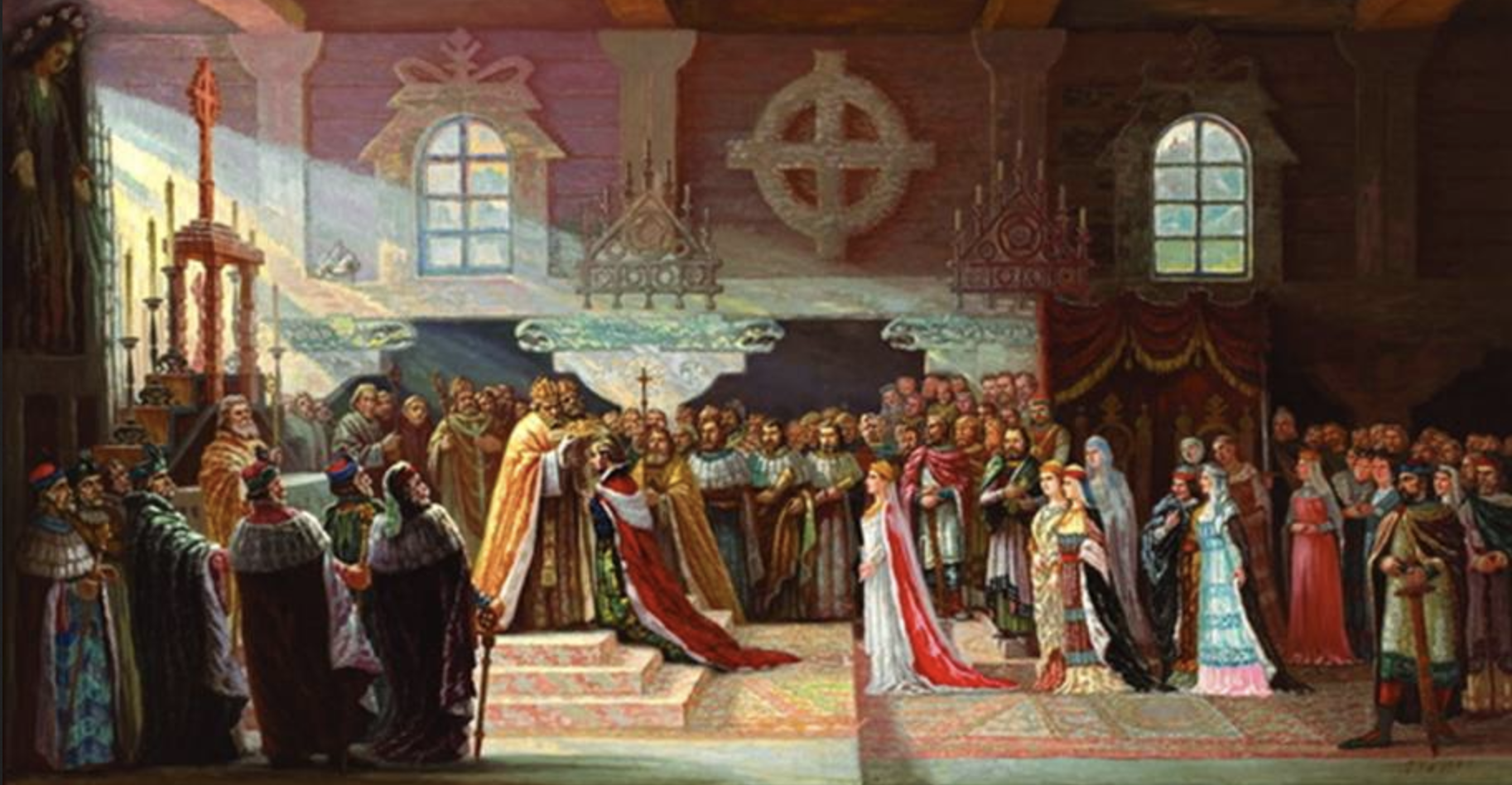 The Coronation of King Mindaugas, by Adomas Varnas, was one of five Lithuanian paintings on display at the World’s Fair in 1939. Photo courtesy of the Lithuanian Archives.