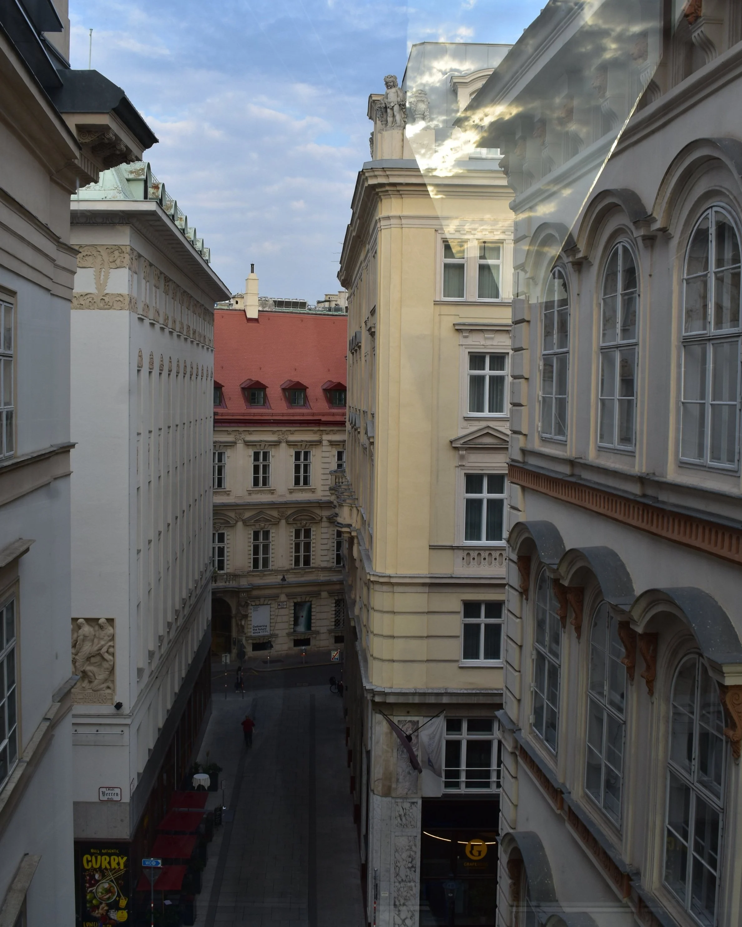 View from the glass bridge connecting the two buildings of the Ministry. Photo by Molly McCluskey.