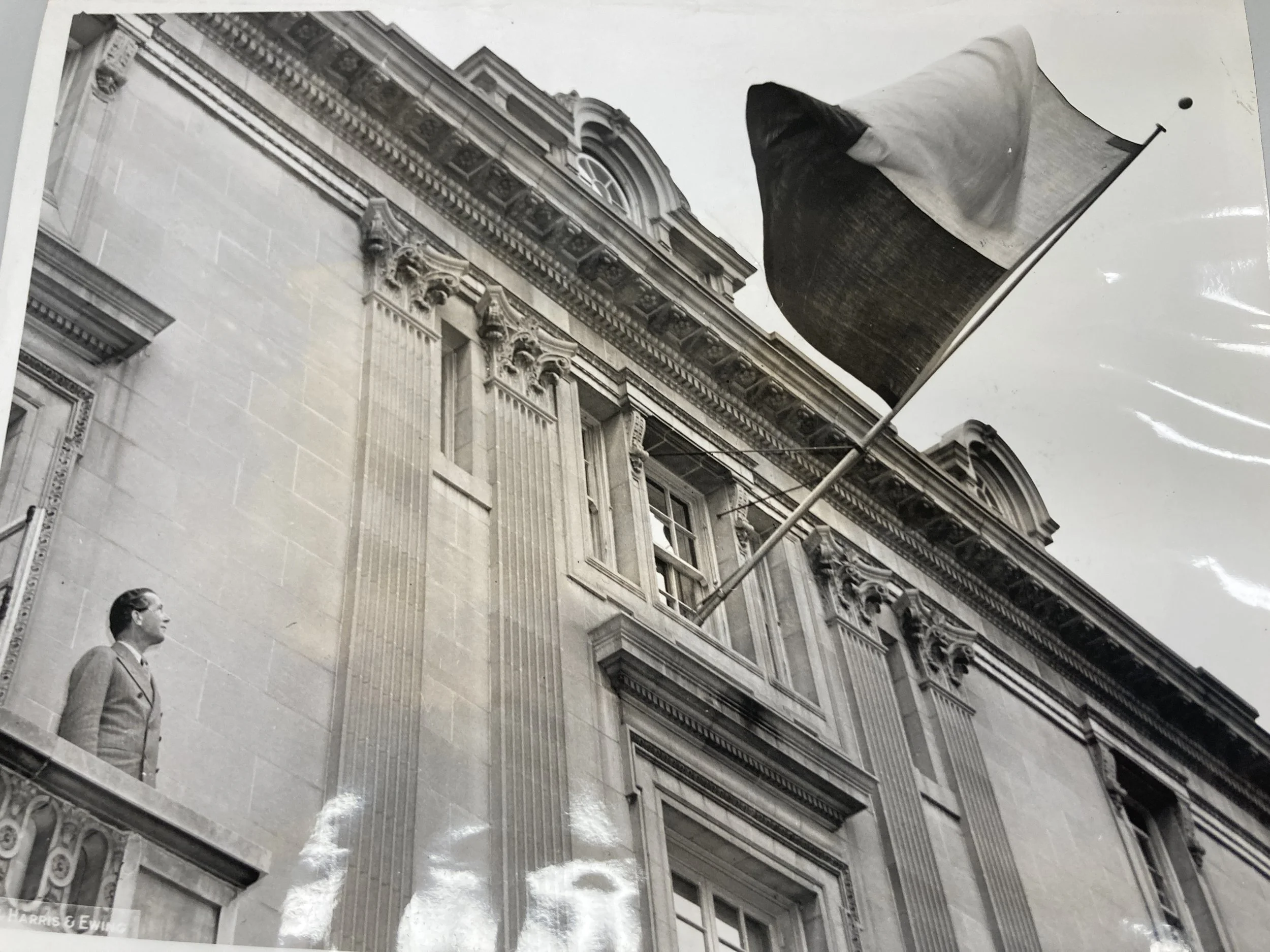 Count Jerzy Potocki, Ambassador of Poland, stares at the Polish flag on the exterior of 2640 Sixteenth Street, after the country's legation's status was elevated to embassy. Photo taken October 3, 1930 by Harris & Ewing, courtesy of the DC Public Library's People's Archives.