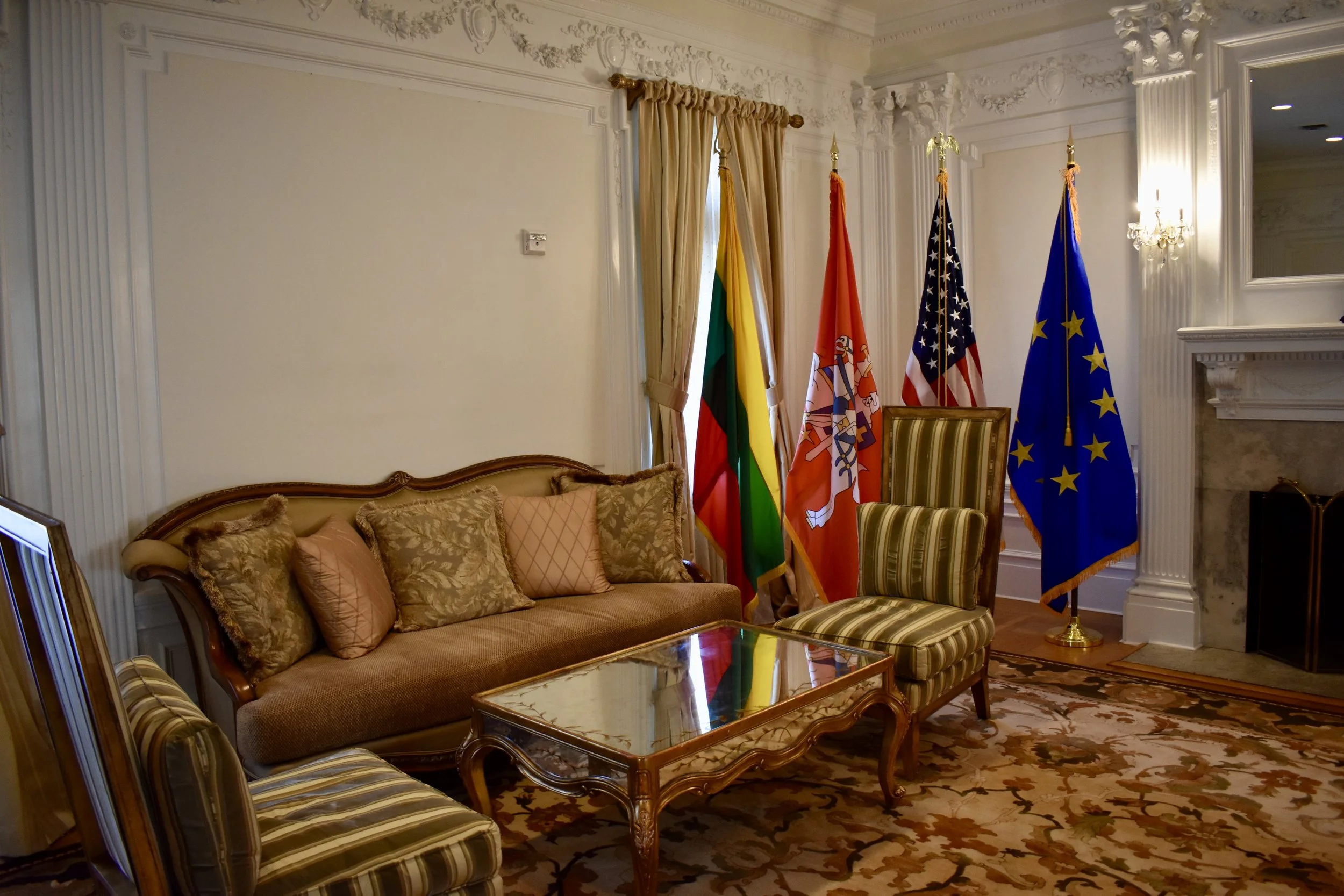 The parlor in the Lithuania embassy has been fully restored. Photo by Diplomatica Global Media.