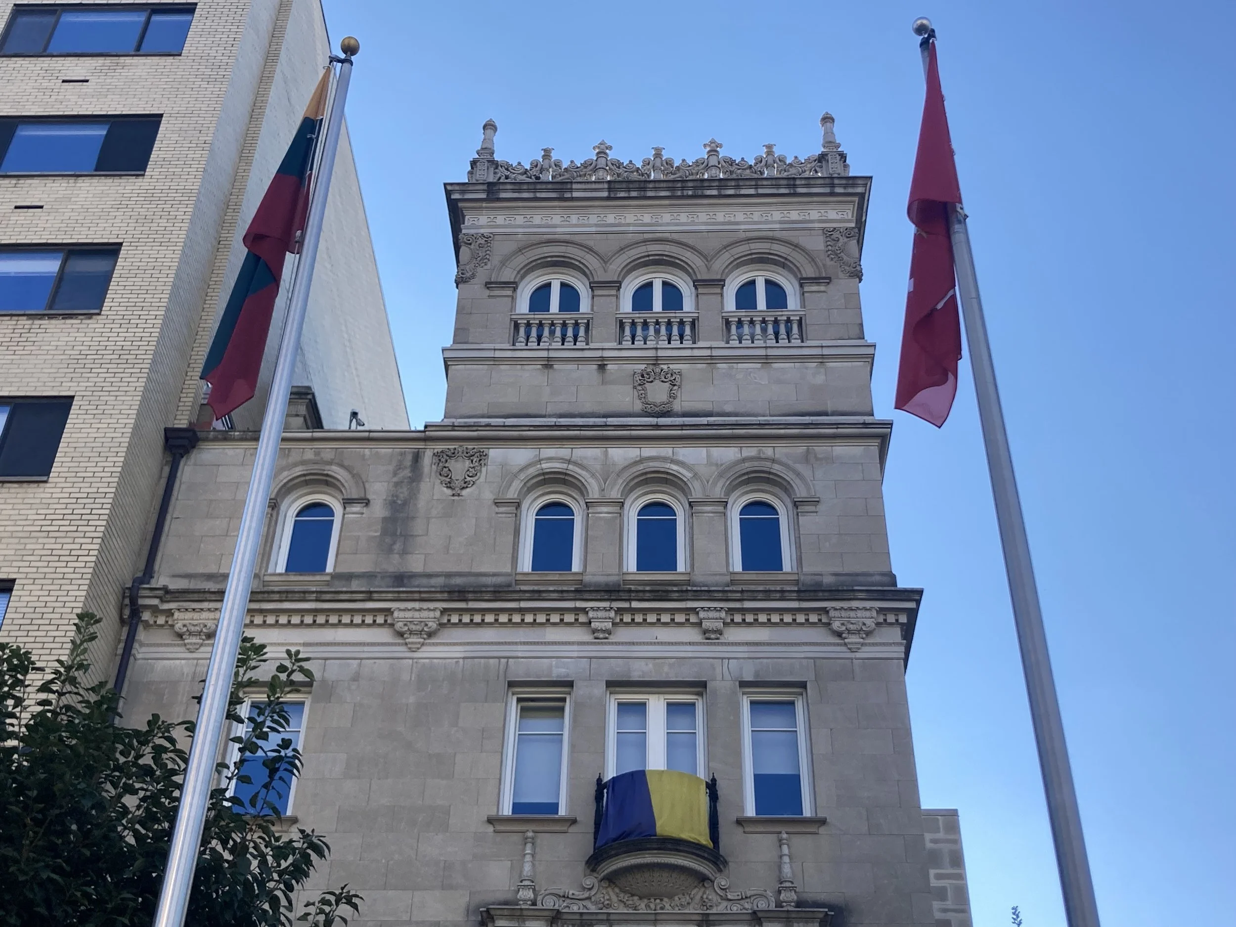 The Lithuanian Embassy on Sixteenth Street with its unique tower room. An apartment complex now blocks its view of the White House. Photo by Diplomatica Global Media.